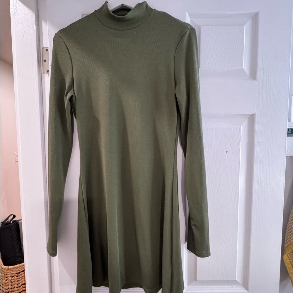Cider Sage Green Long Sleeve Dress